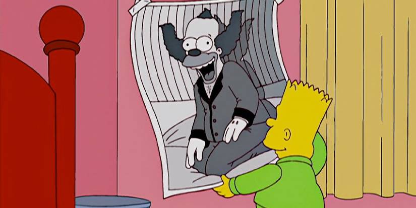 Bart removing a poster of Krusty in The Simpsons