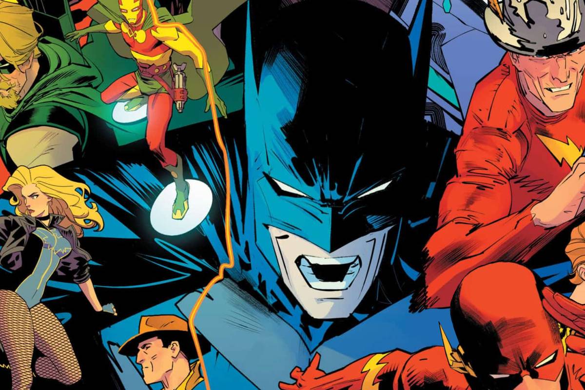 Batman fighting Superman in a classic Justice League confrontation