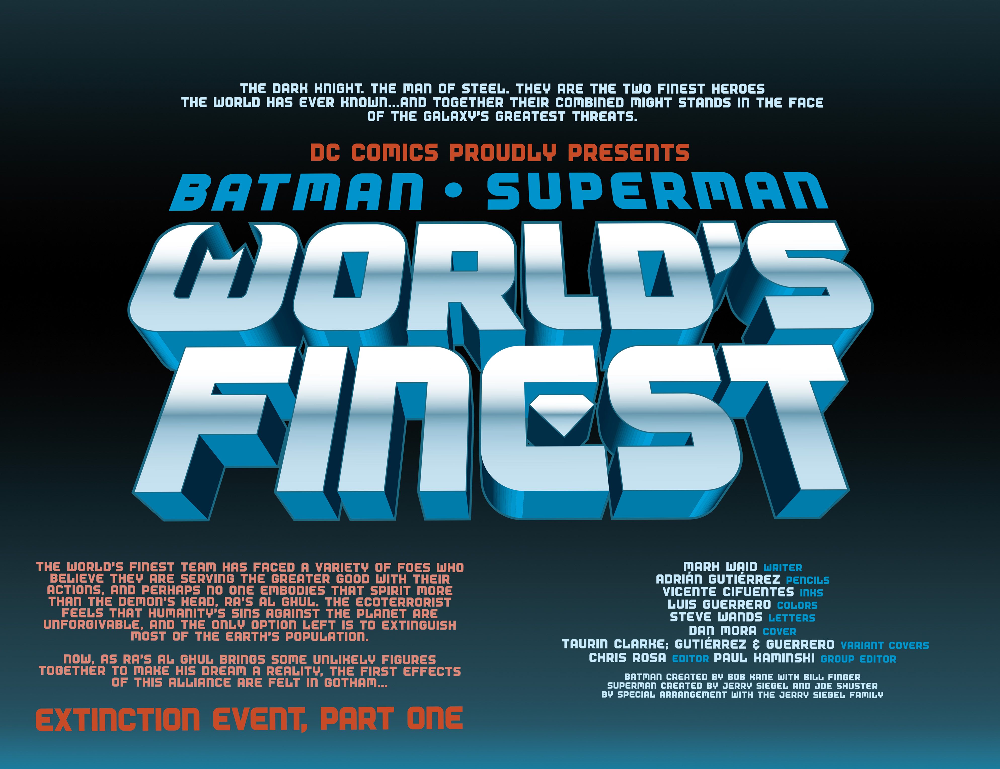 Batman Superman World's Finest #55 credit page