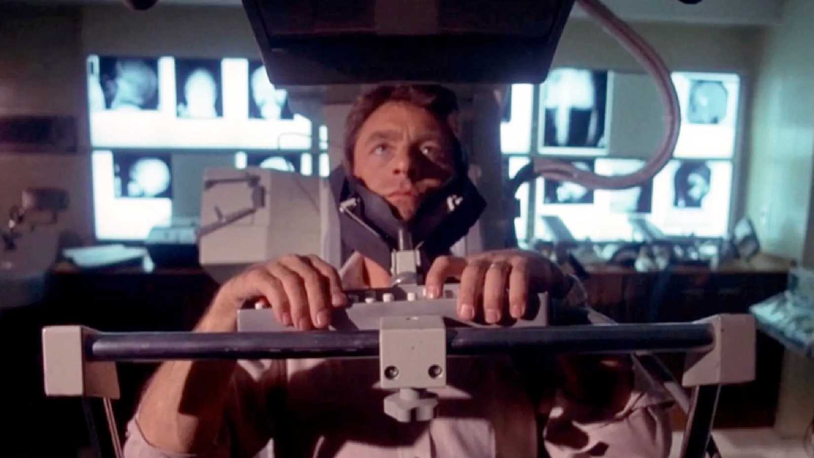 Bill Bixby as David Banner in the chair for the gamma experiment in The Incredible Hulk 1977 series