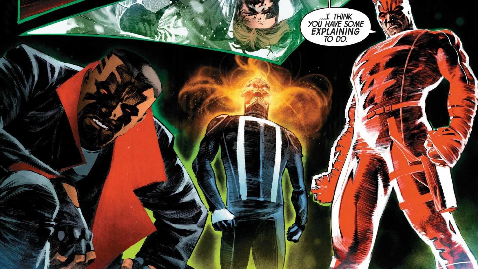 Blade, Ghost Rider, and Daredevil gather as the Midnight Sons