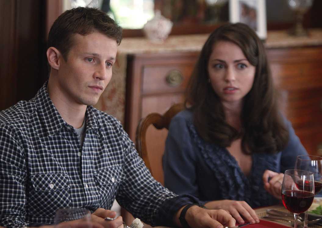 Still of Will Estes as Jamie Reagan and Dylan Moore as Sydney Davenport in Blue Bloods.