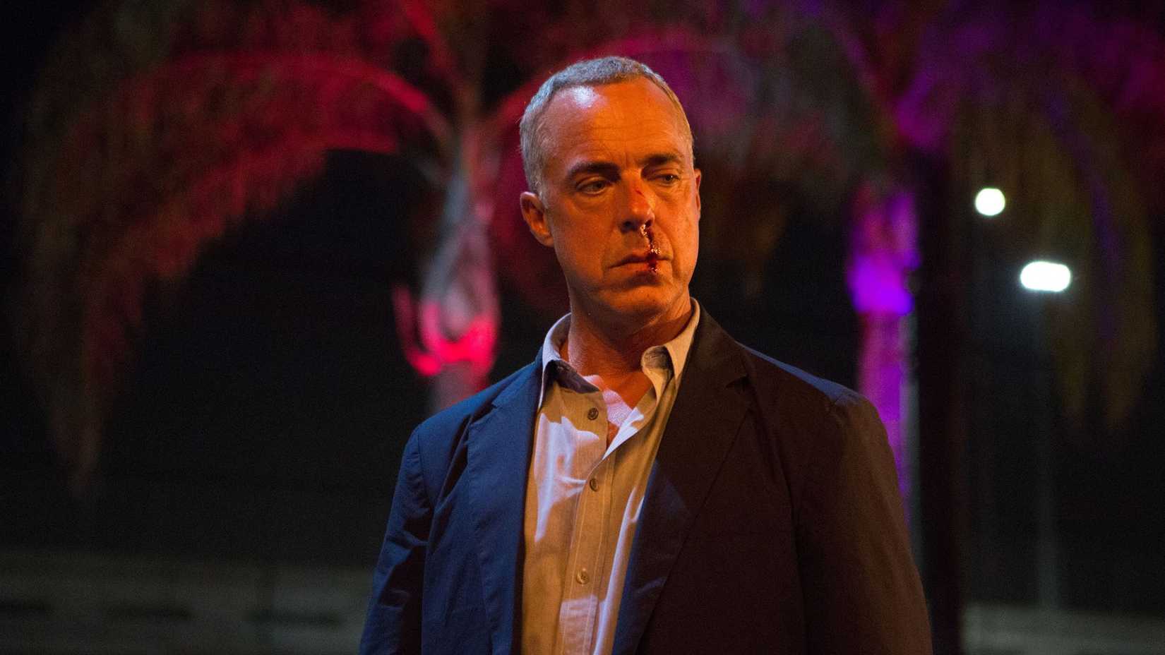 Titus Welliver with a bloody nose in Bosch.