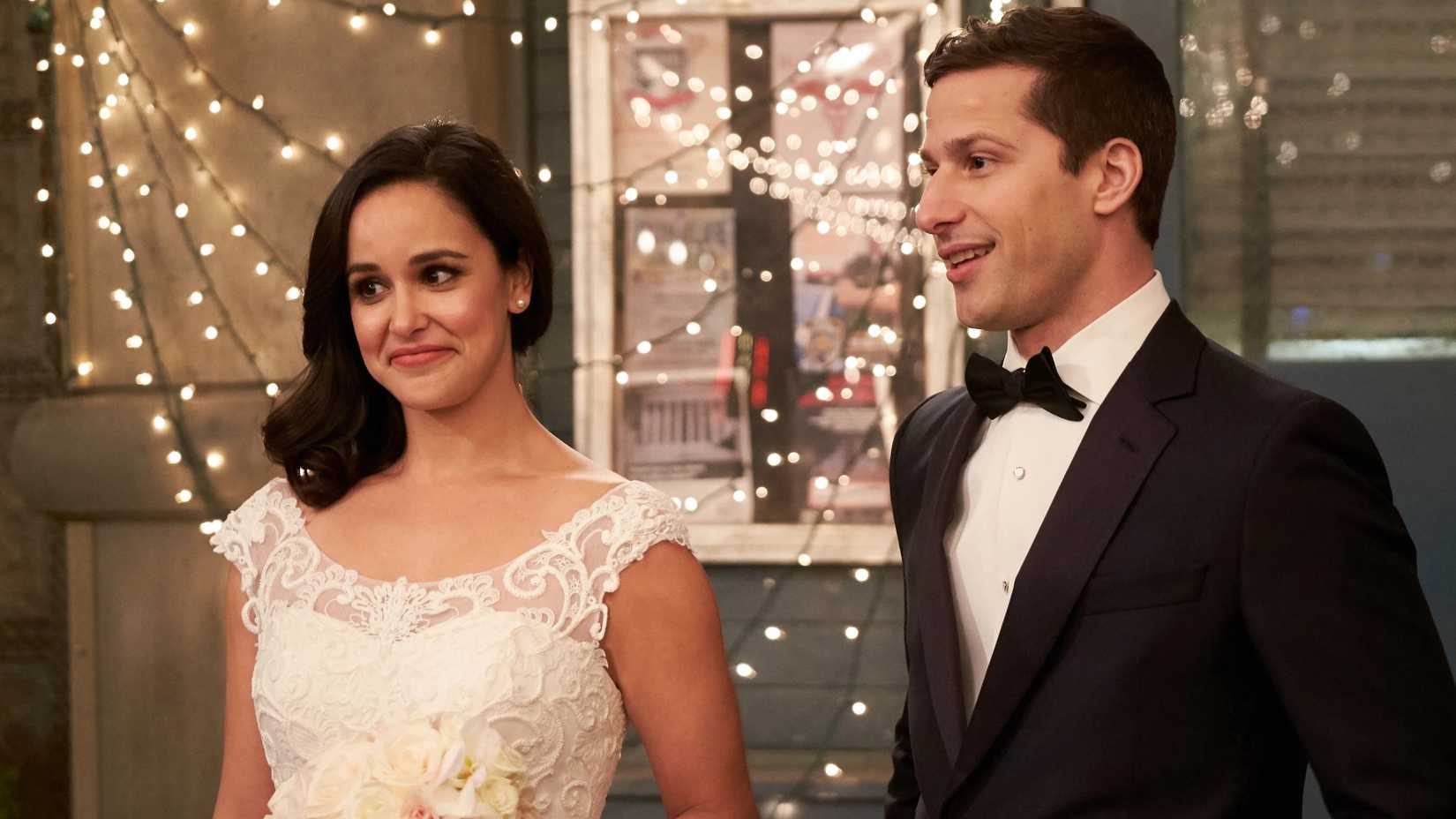Jake and Amy getting married in Brooklyn Nine-Nine.
