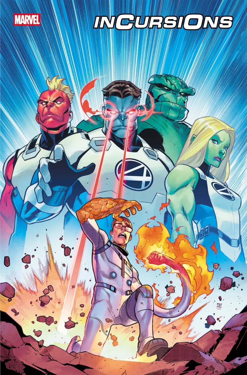 Bruce Banner and the Fantastic Four exchange superpowers in Incursions #1 cover