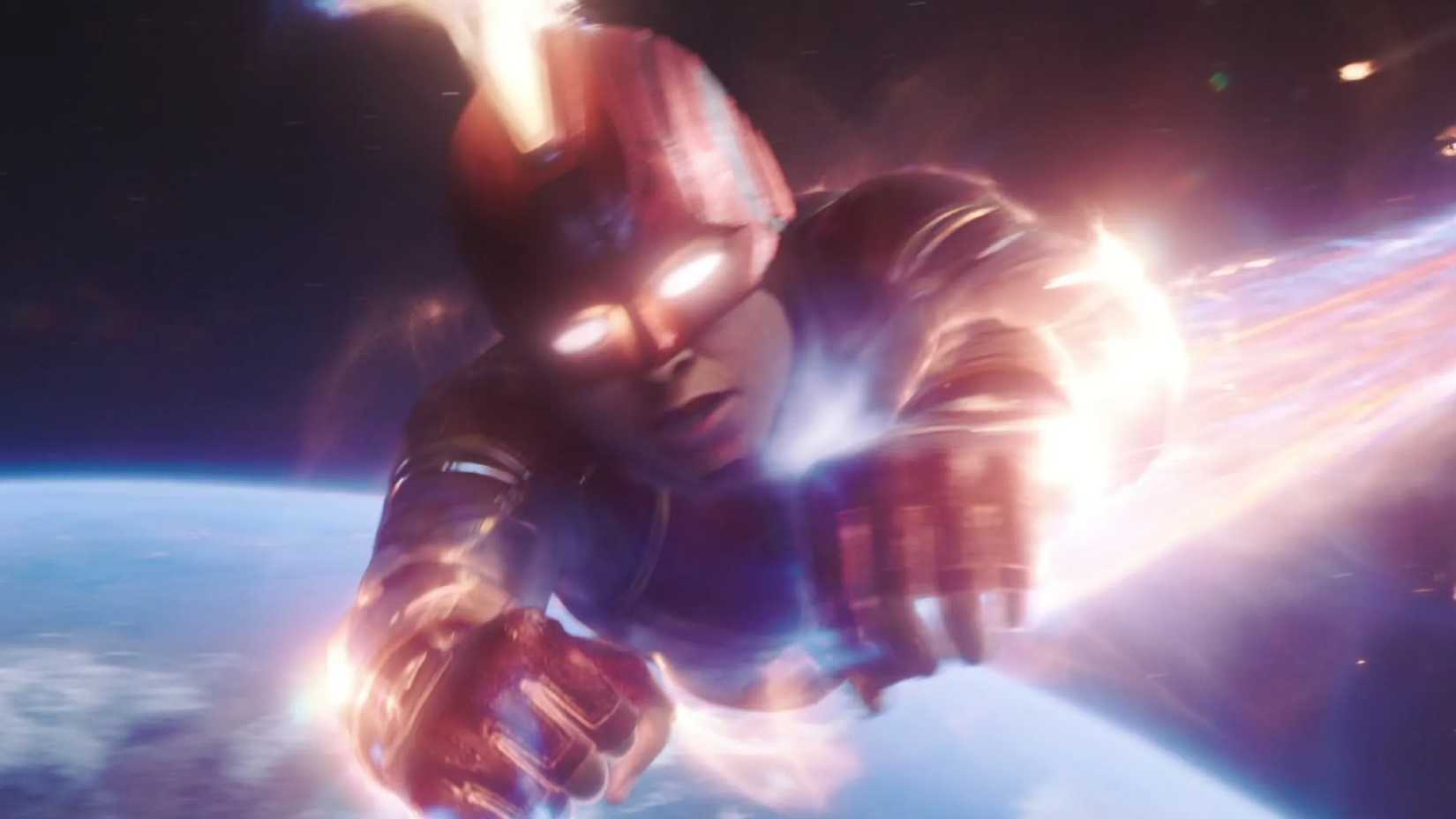 Captain Marvel Flying in Space