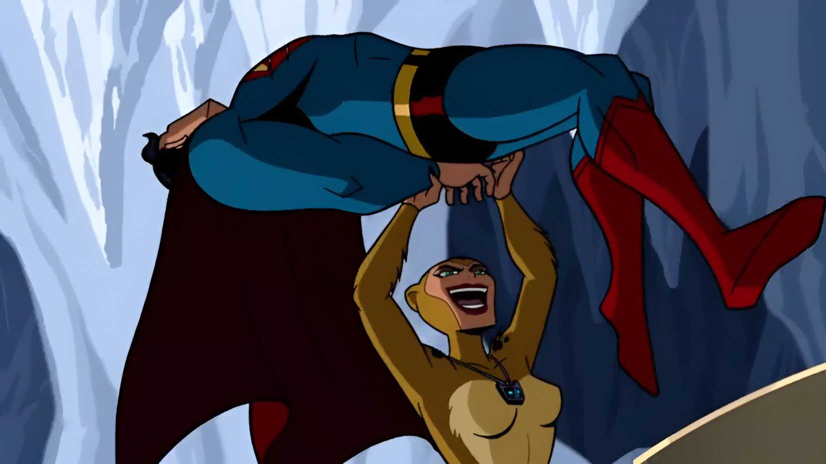 Cheetah Holding Superman Above Her Head