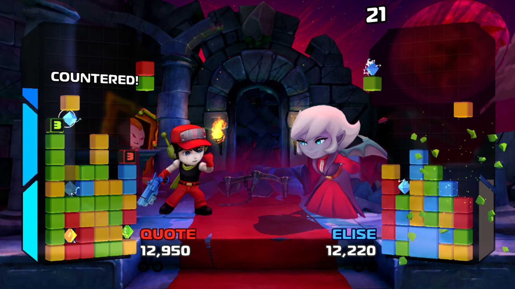Two characters battle in Crystal Crisis.