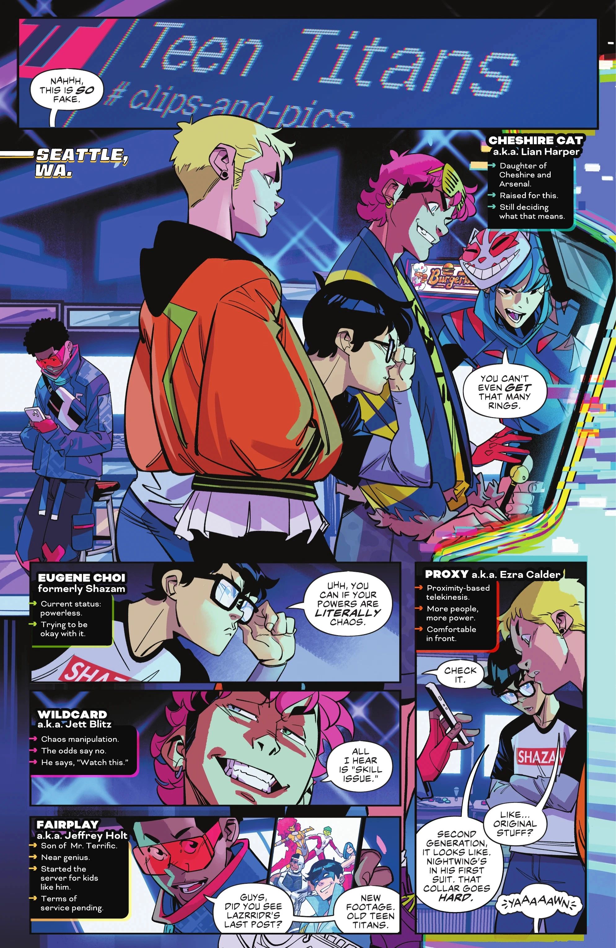 DC's new Teen Titans play together in an arcade