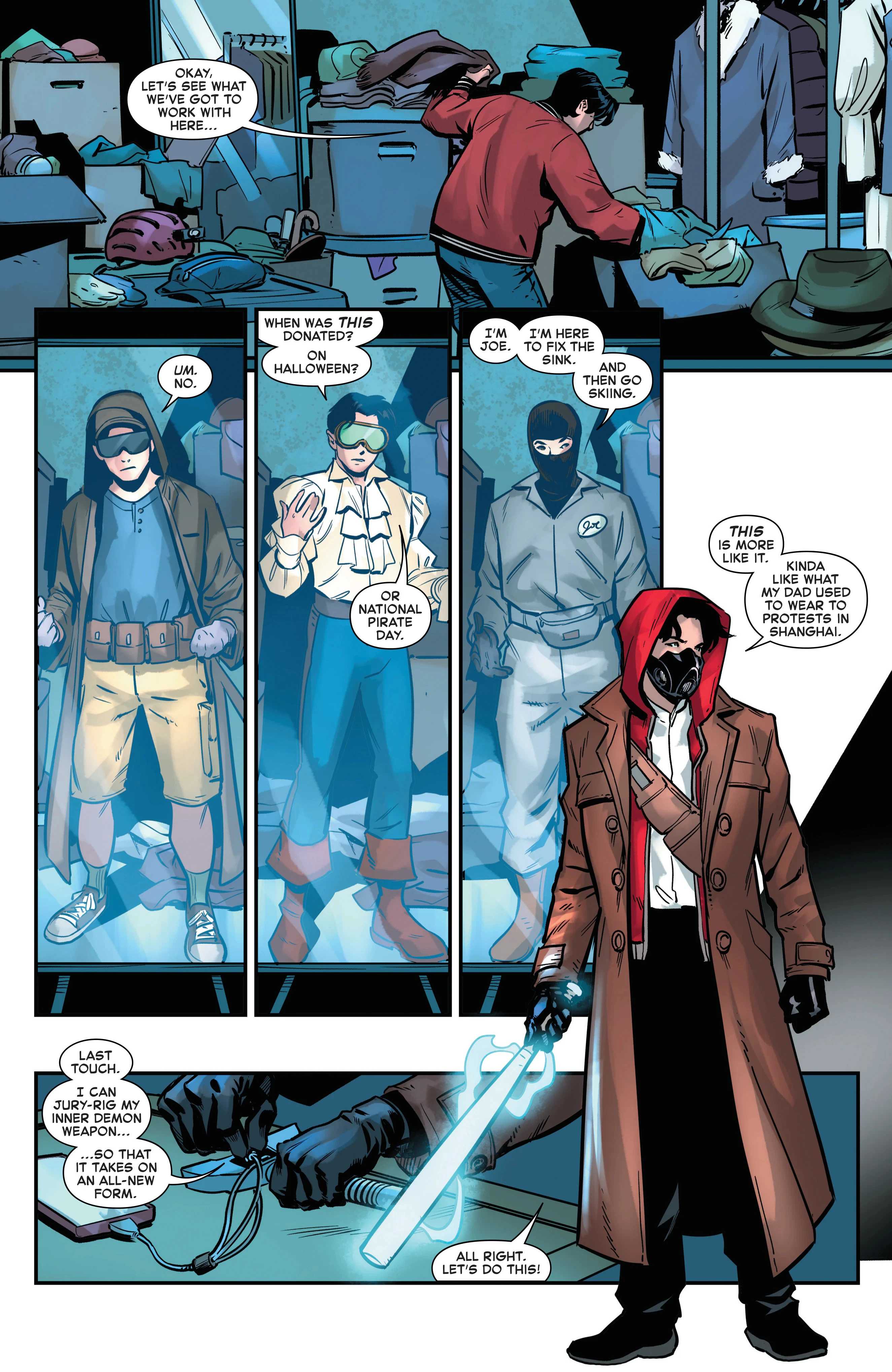 Donnie Yu settles on a disguise for his Turncoat identity in Spectacular Spider-Man Brand New Day #5