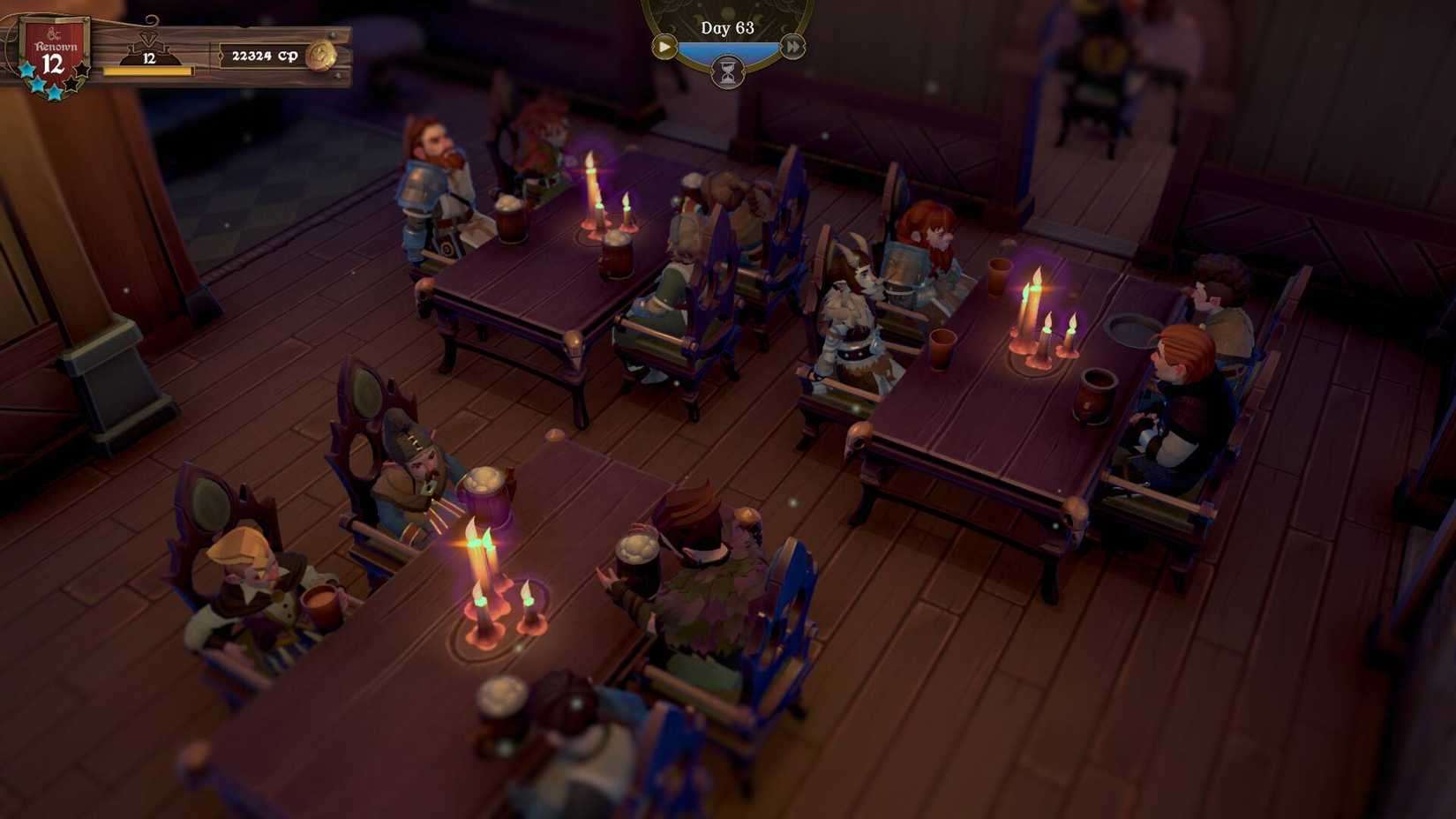 A group of people sat on various tables in a tavern in Dungeons and Dragons: Long Rest Tavern.