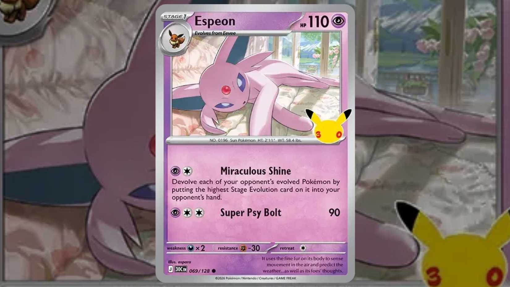 Espeon card 069 from the Pokemon TCG 30th collection