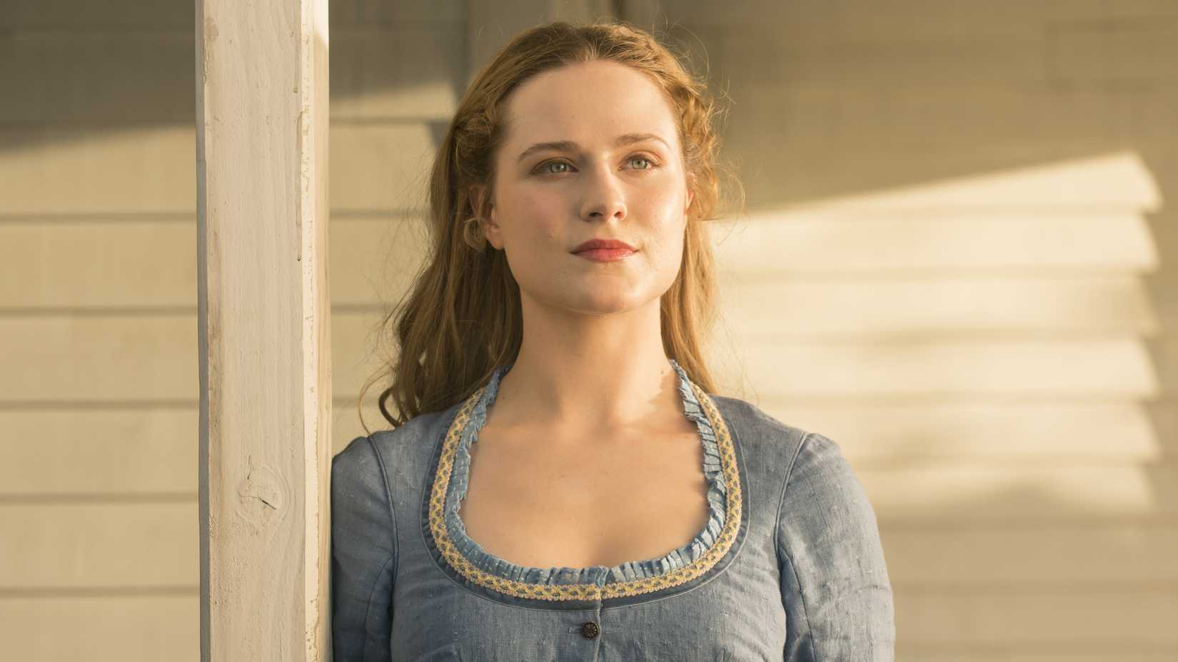 Evan Rachel Wood as Dolores in a still from Westworld