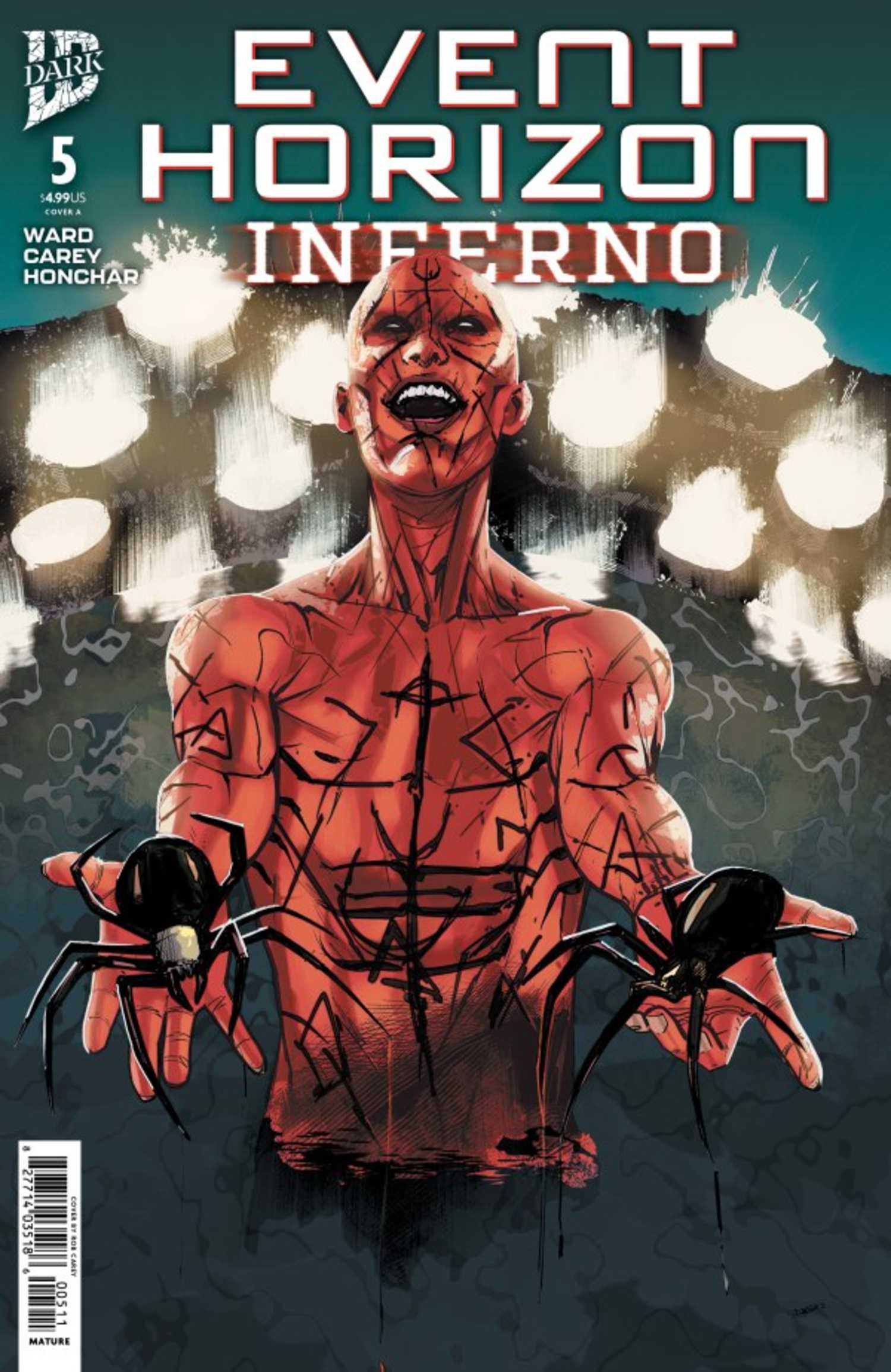 Event Horizon #5 cover, the demon Paimon with spiders in his hands