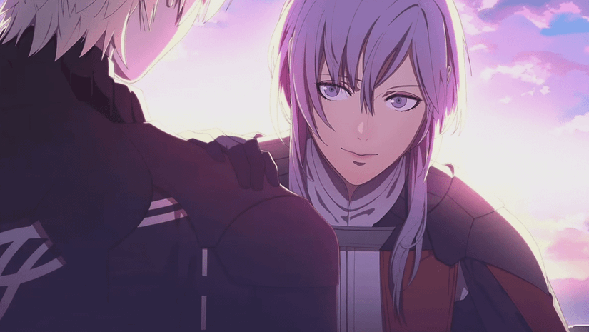 Fire Emblem three houses yuri smiling at the main character