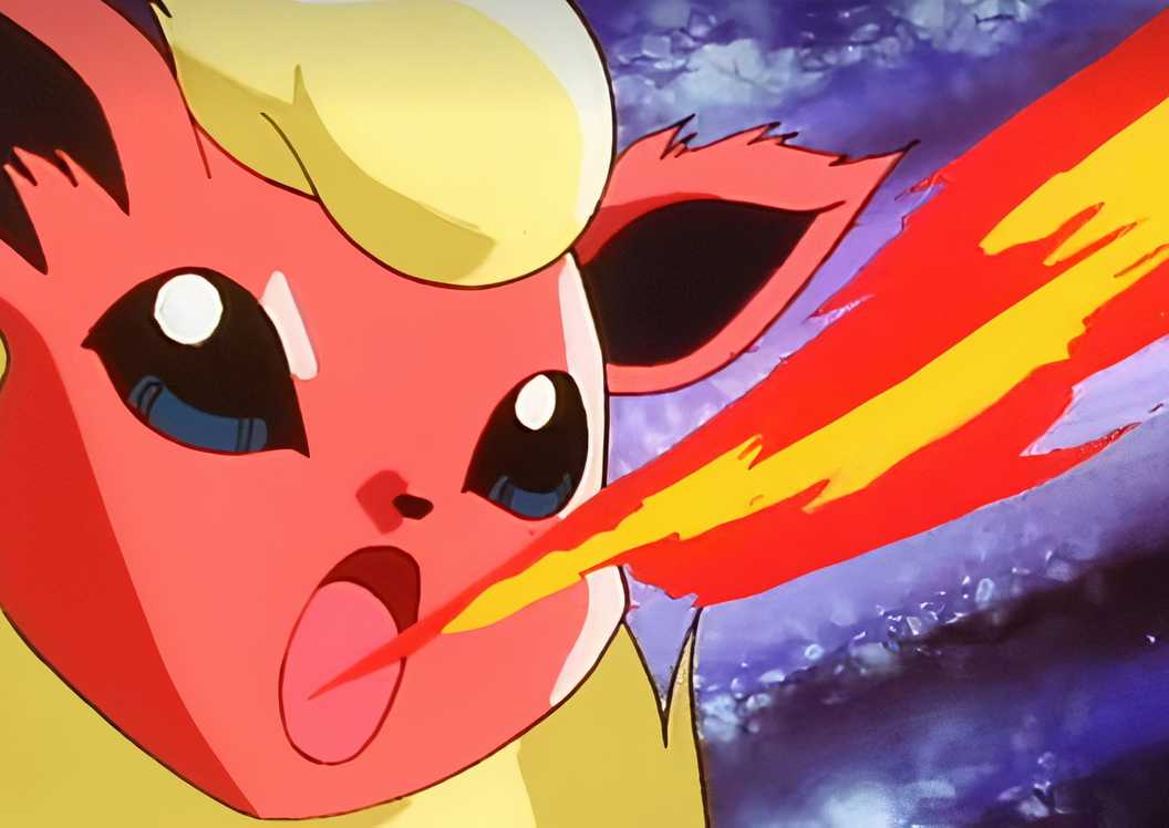 Flareon closeup breathing flames