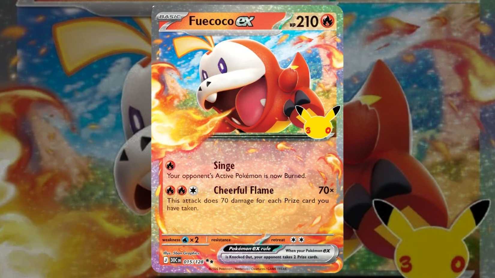 Fuecoco ex card 015 from the Pokemon TCG 30th collection