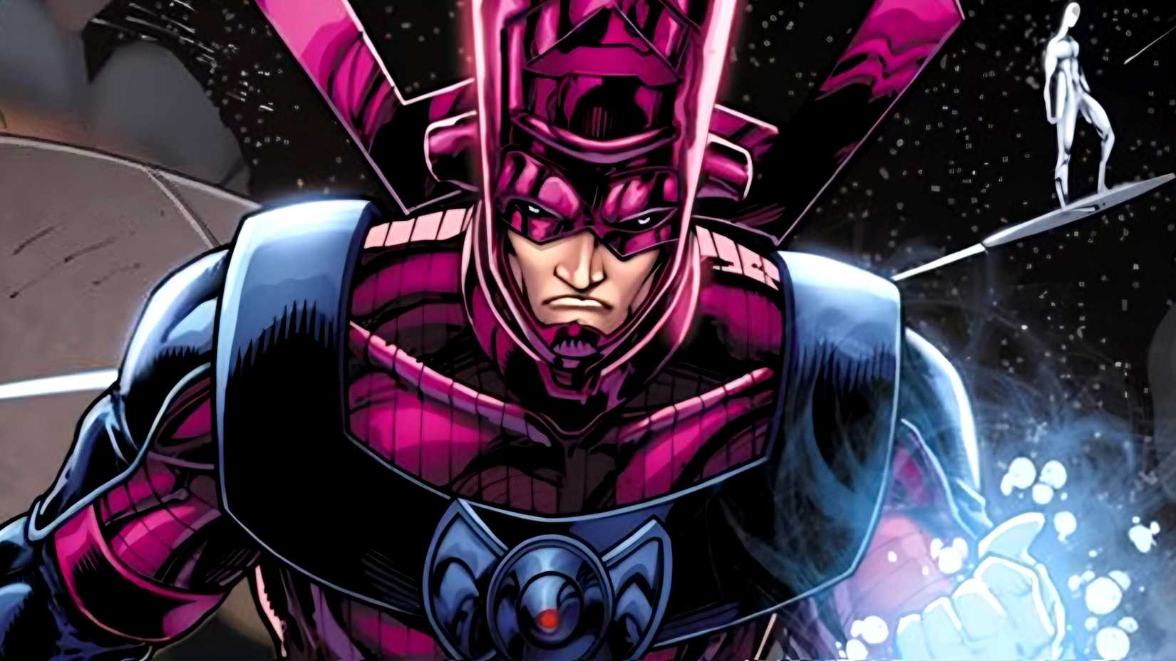 Galactus and the Silver Surfer team up in Fantastic Four comics art