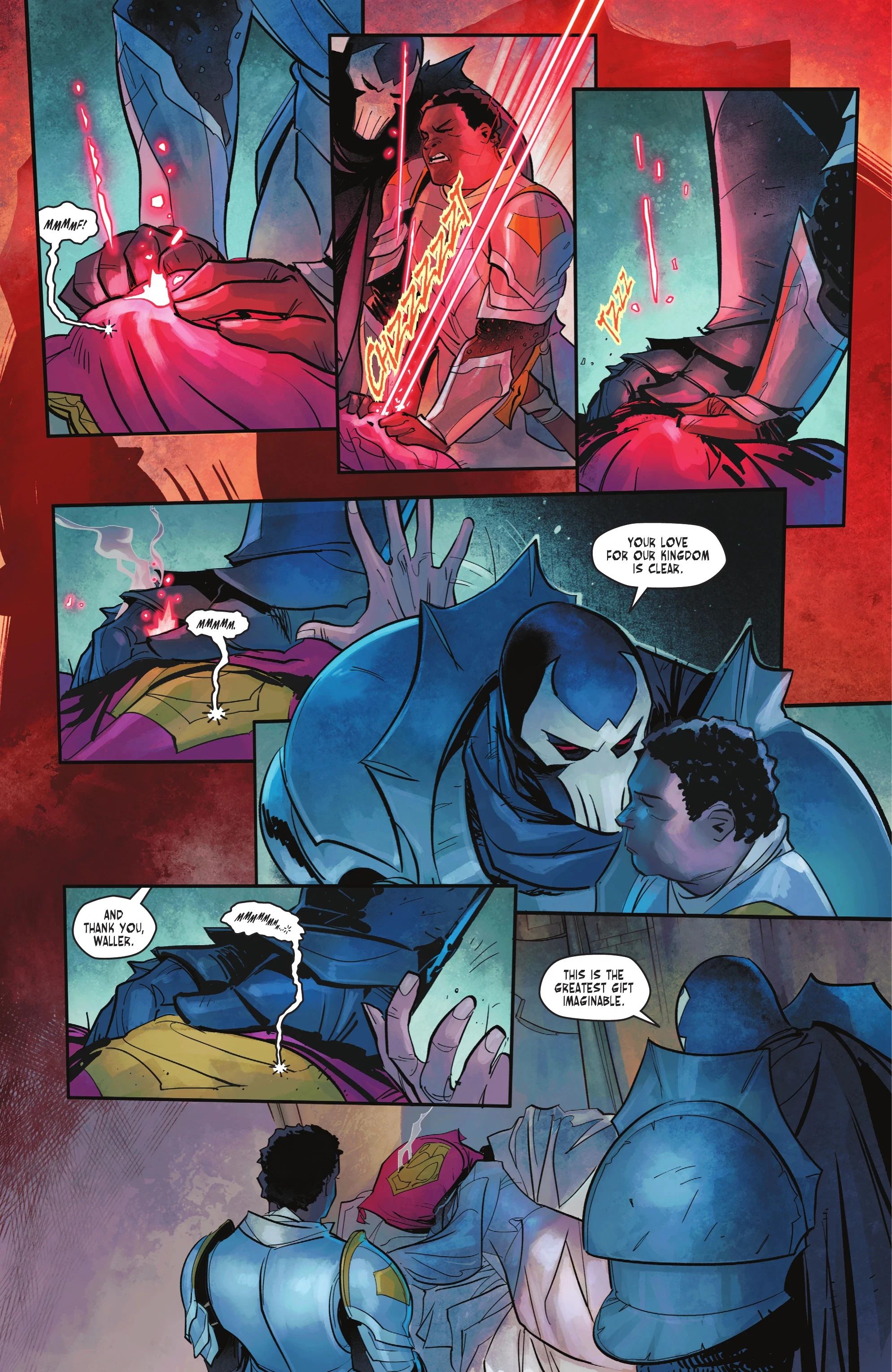 General Amanda Waller and the King's Bane kill Lara Lor-Van in Dark Knights of Steel