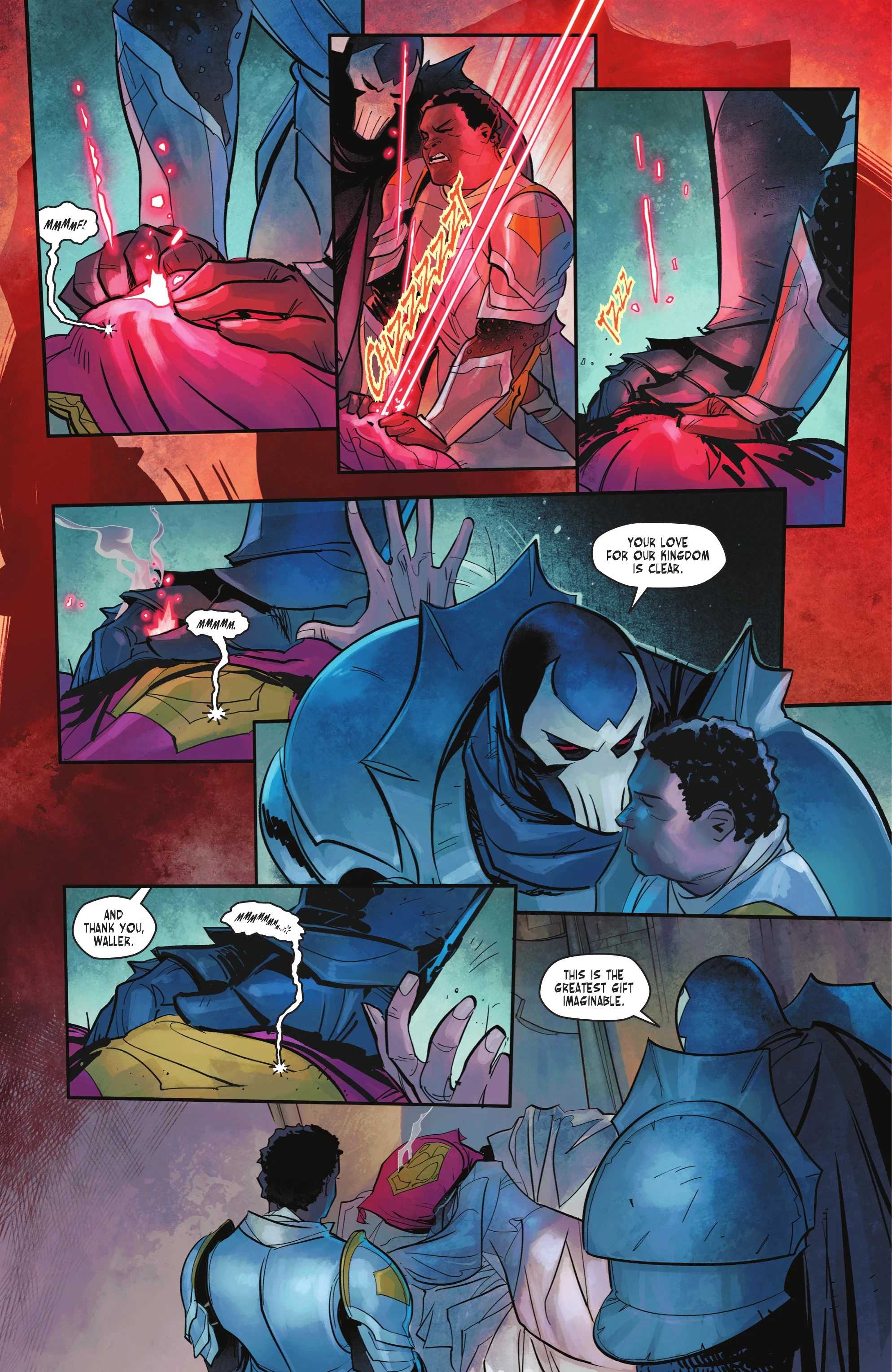 General Amanda Waller and the King's Bane kill Lara Lor-Van in Dark Knights of Steel
