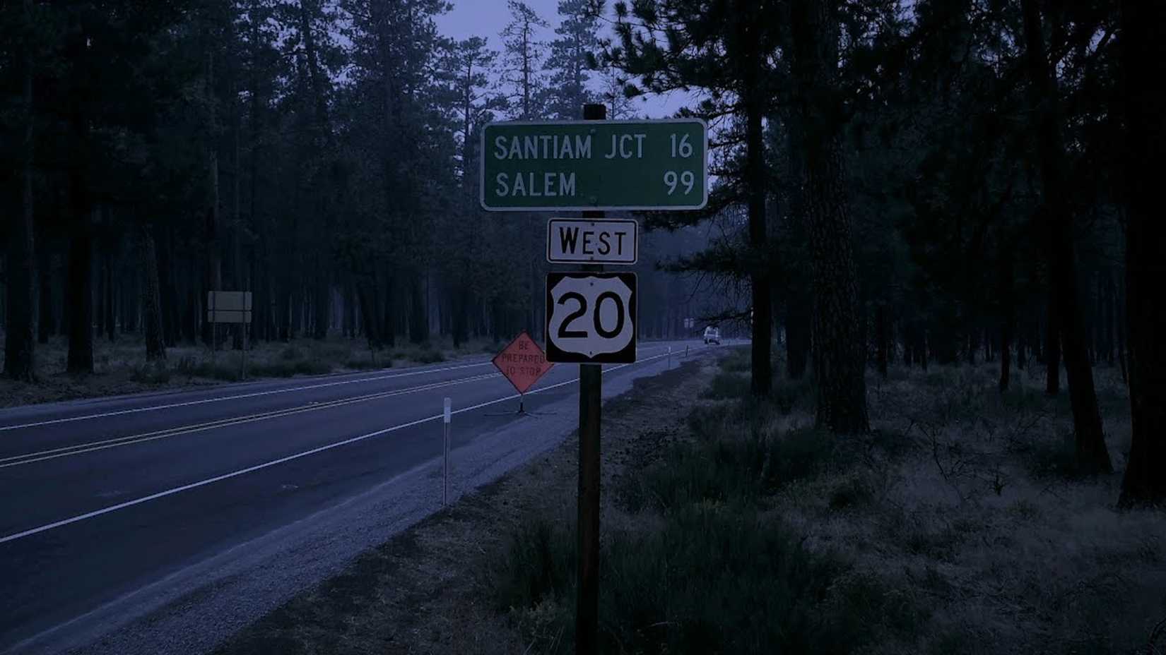 A picture of a highway marker in the YouTube documentary Ghosts of Highway 20.