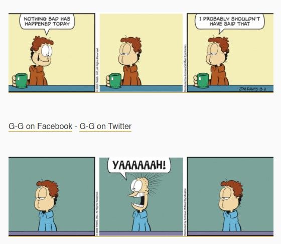 Two Garfield Minus Garfield strips. The first opens with Jon saying