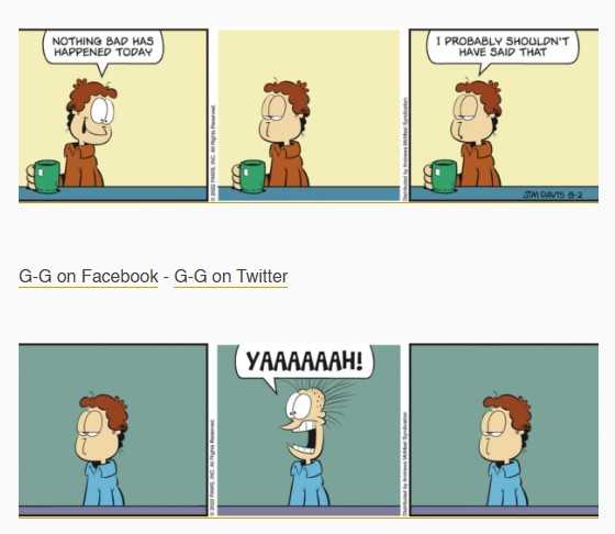 Two Garfield Minus Garfield strips. The first opens with Jon saying