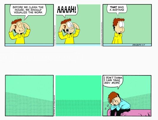 Two Garfield Minus Garfield strips. The first strip begins with Jon, his eyes closed and his hands on his temples, saying