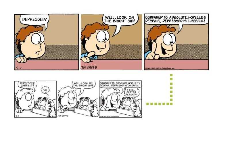 A Garfield Minus Garfield strip next to the original Garfield strip.