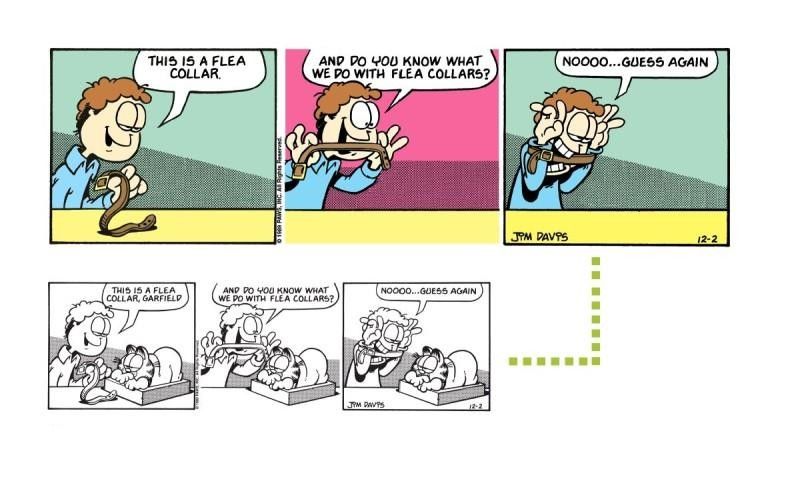A Garfield Minus Garfield strip next to the original Garfield strip.