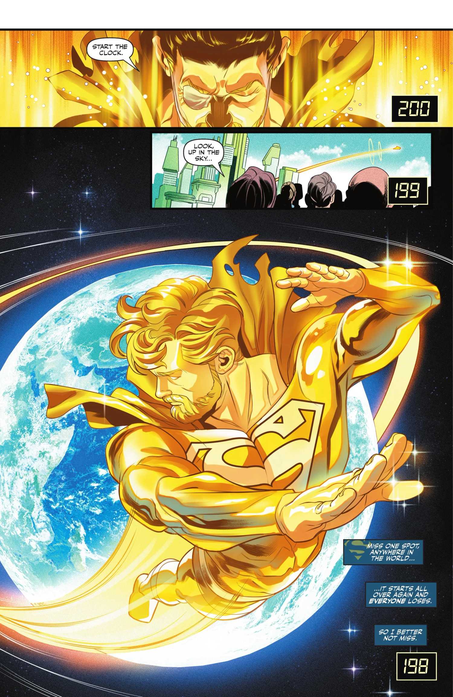 Golden Superman flies into outer space