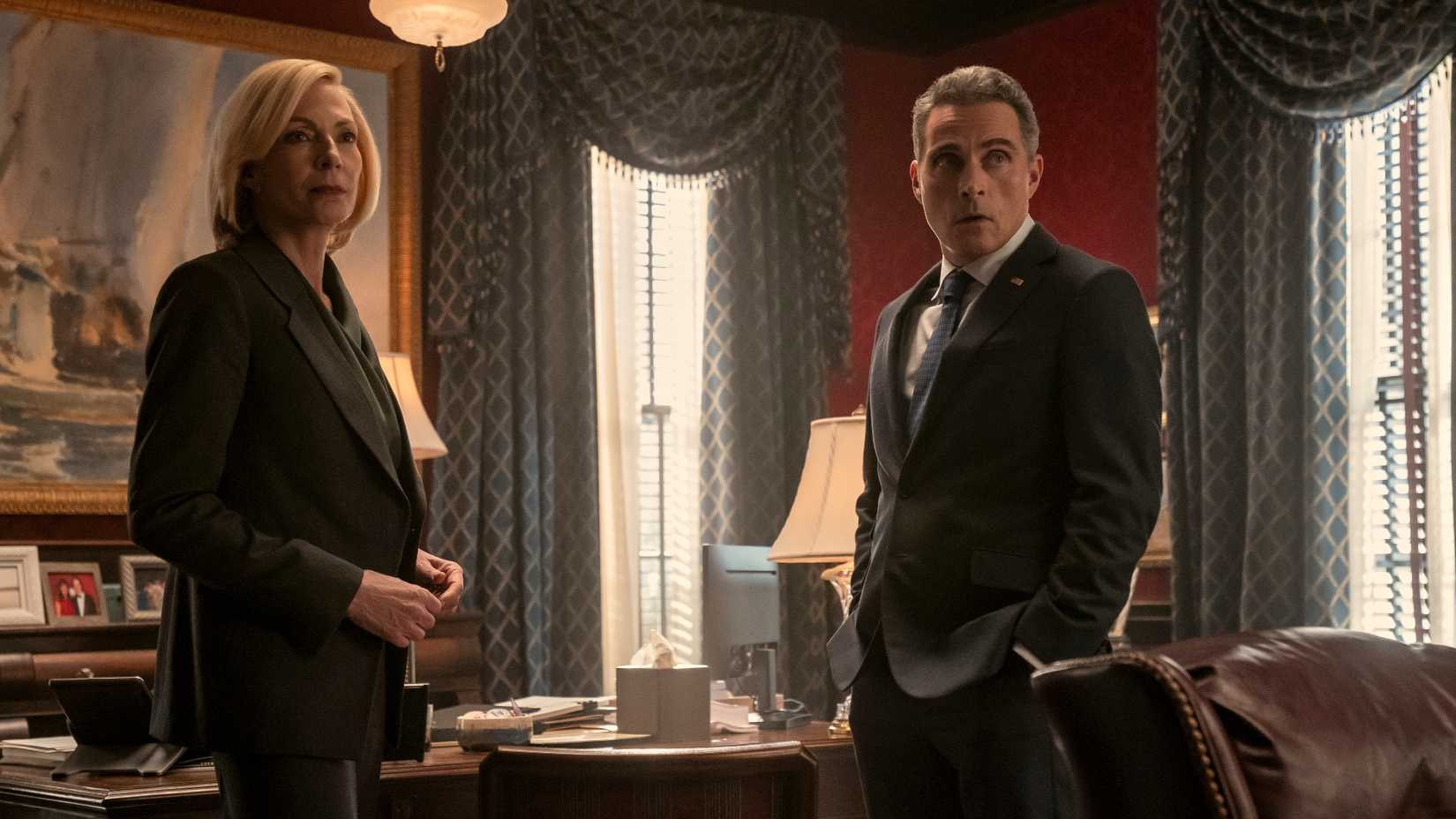 Grace and Hal standing with each other in The Diplomat season 4