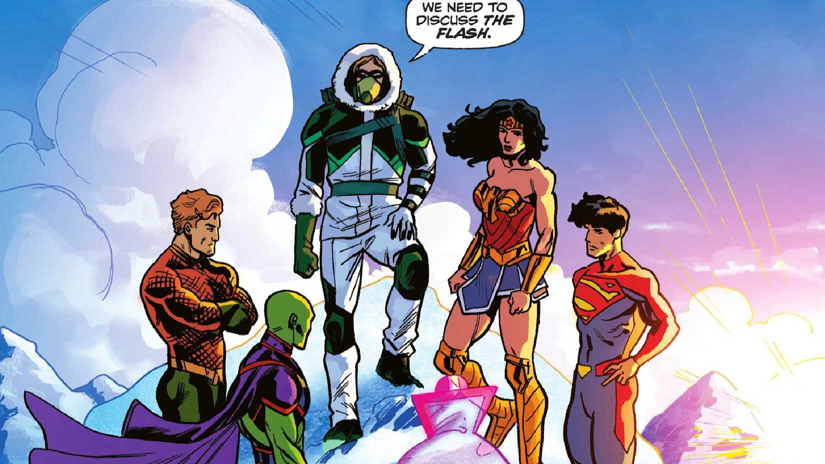 GREEN ARROW FORMS THE JUSTICE LEAGUE OF MOUNT EVEREST