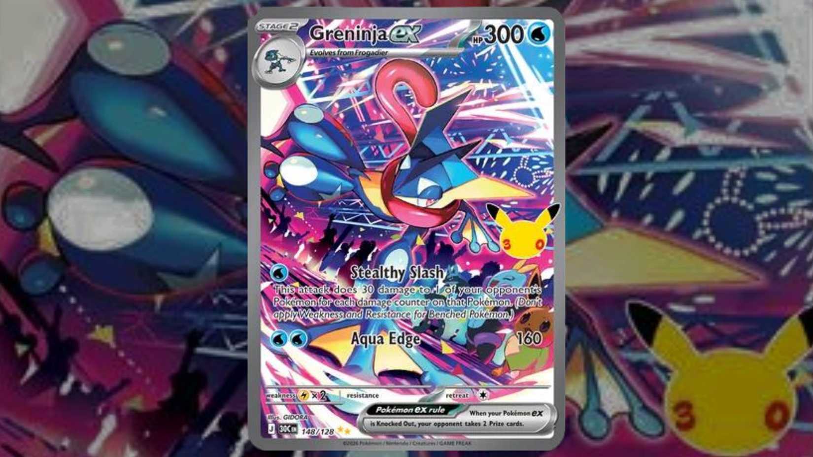 Greninja ex card 148 from Pokemon TCG 30th Celebration set