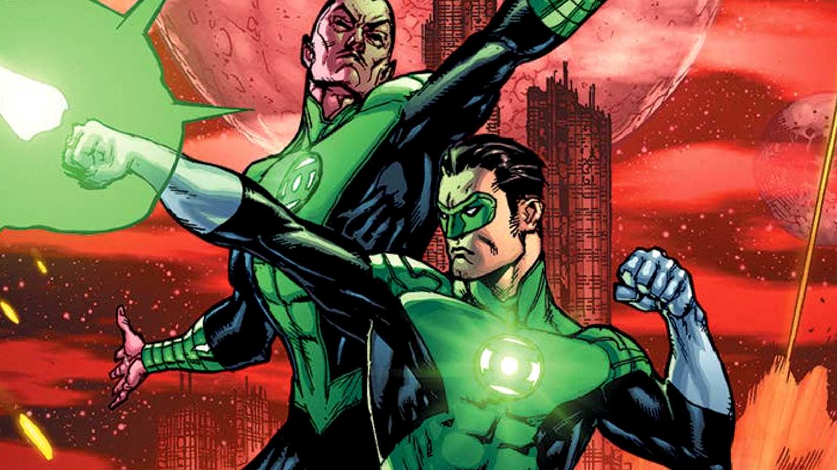 Hal Jordan and Thaal Sinestro work together as Green Lanterns