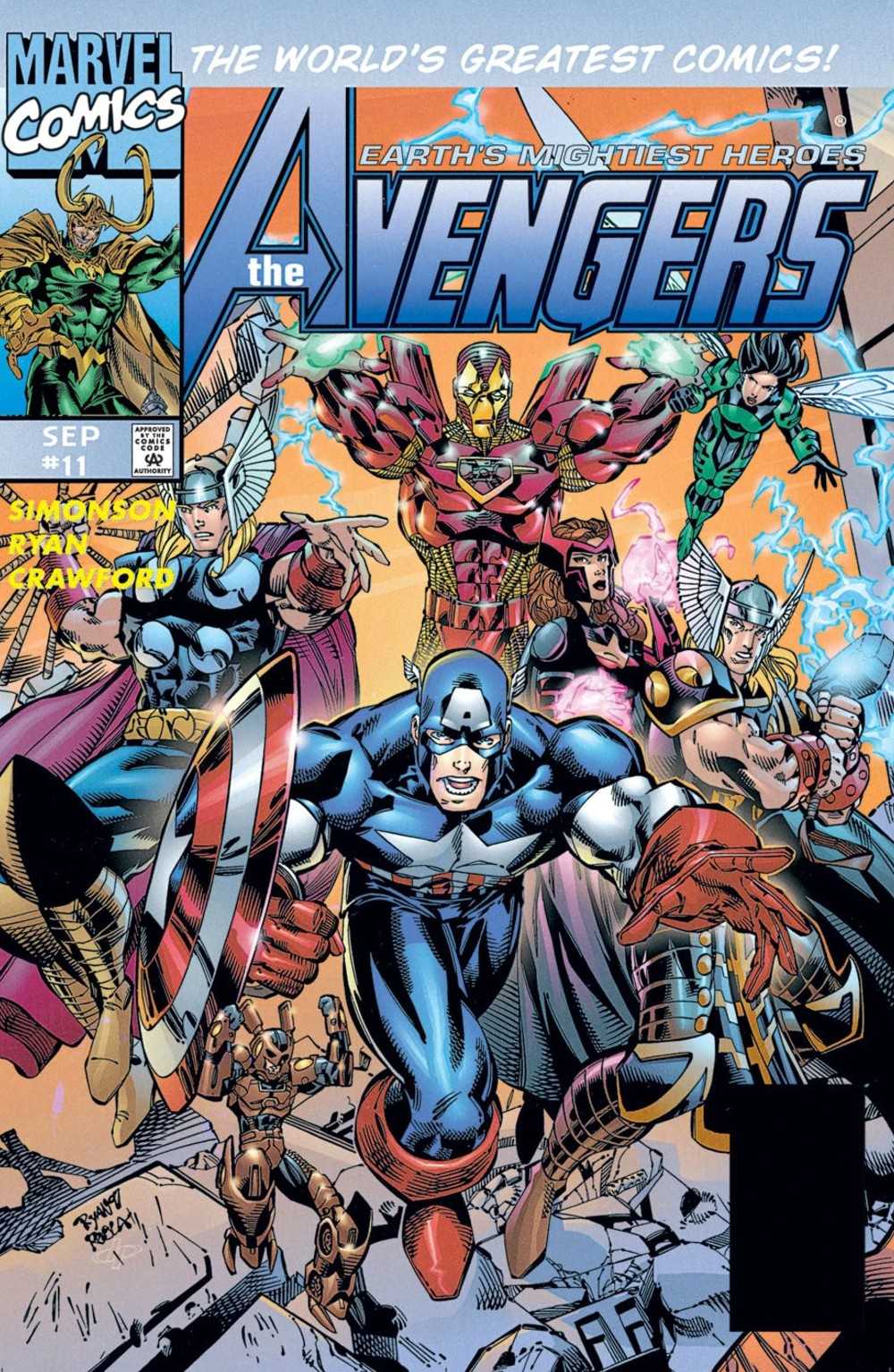 The cover of Heroes Reborn: Avengers #11 showing the team ready for battle.