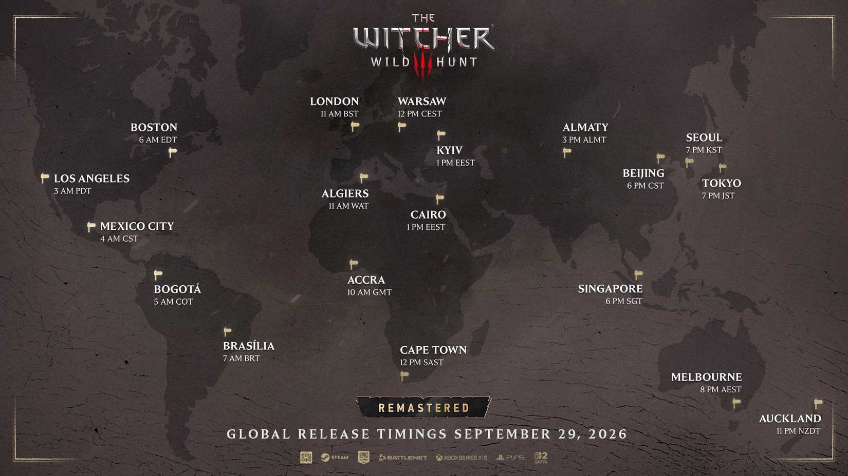 The Witcher 3 Remastered launch times
