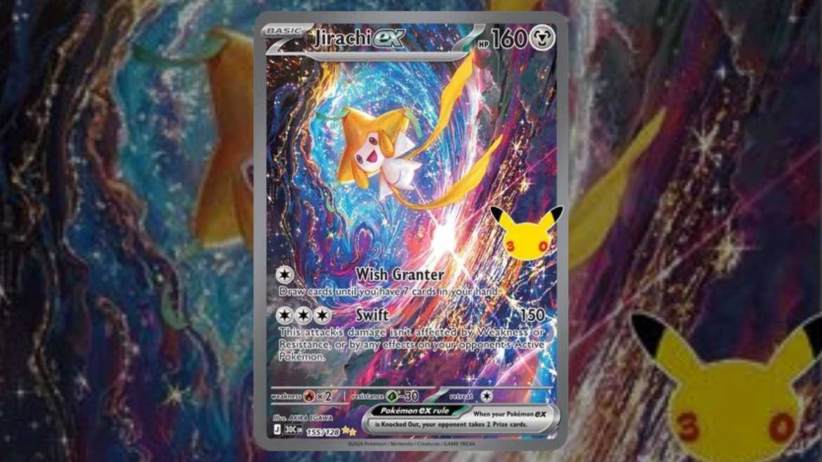 Jirachi ex card 155 from Pokemon TCG 30th Celebration set