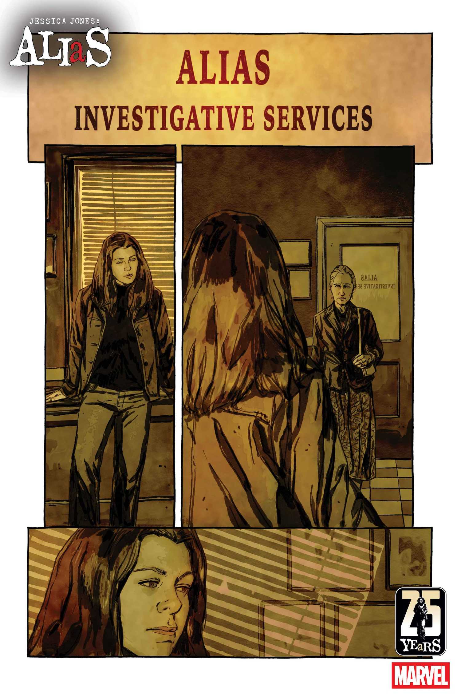 Jessica Jones being visited in her PI office by a woman