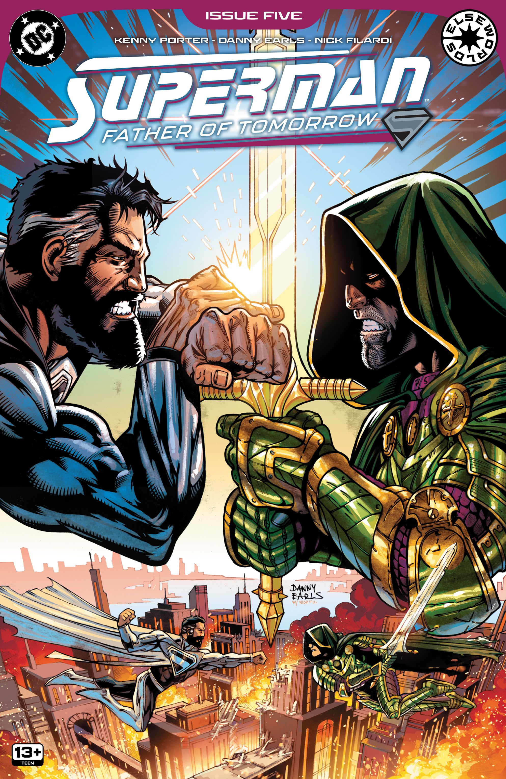 Jor-El fights Lex Luthor in Superman Father of Tomorrow #5 cover