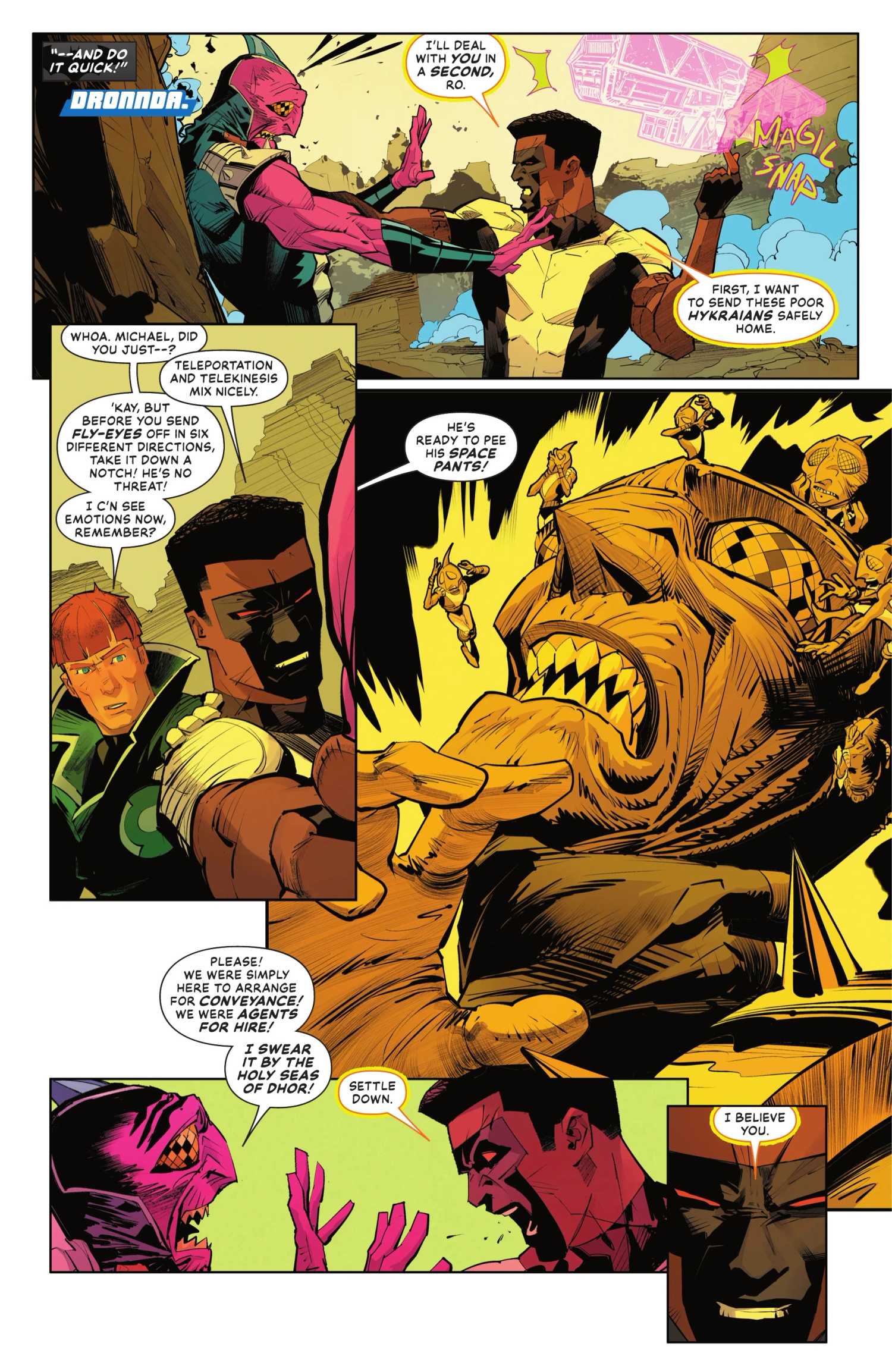 Kanjar Ro's fear is visible while fighting Mister Terrific in Justice League Unlimited #23