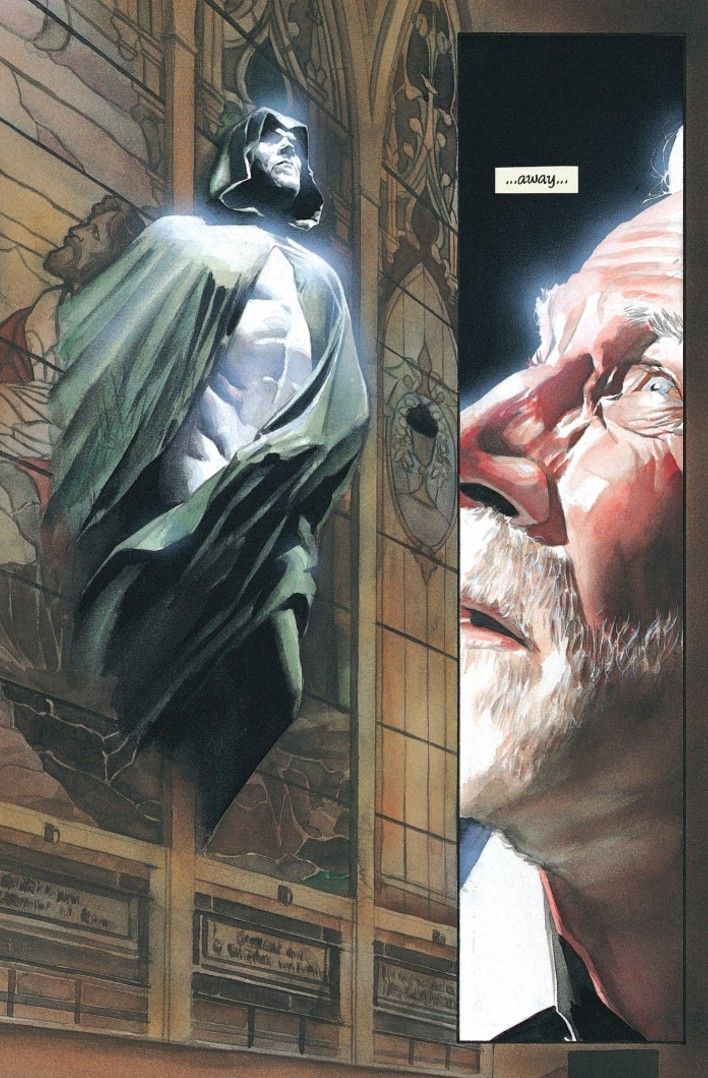 A page from Kingdom Come showing the Spectre appearing before Will McCay