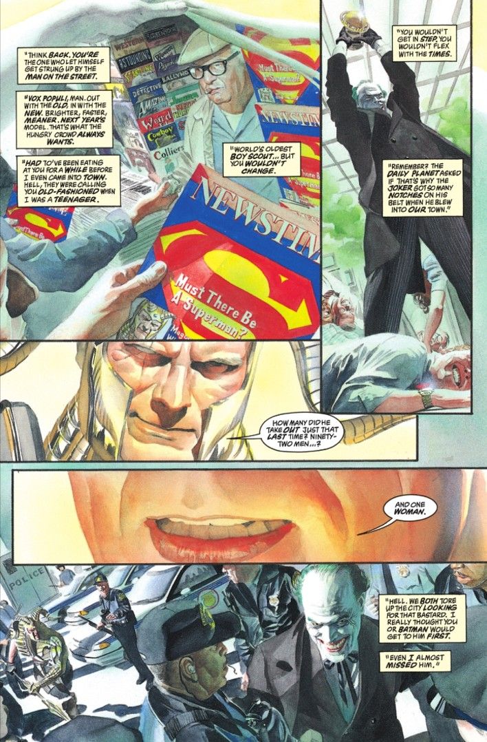 A page from Kingdom Come revealing Joker's murder of Lois Lane.