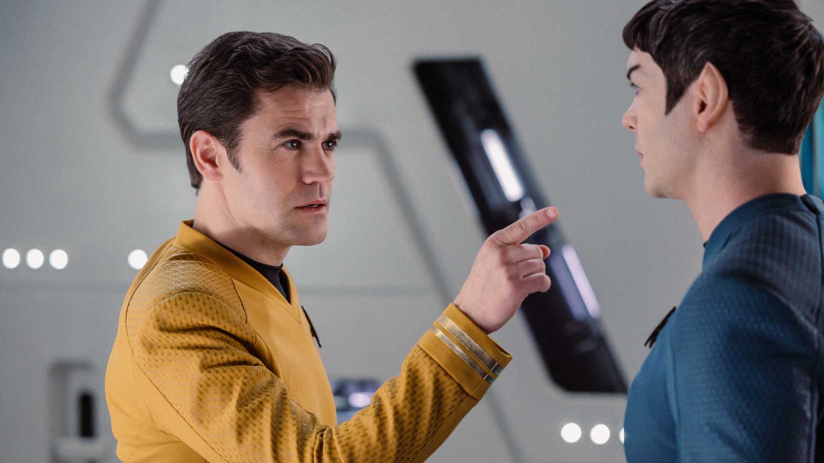 Kirk points at Spock