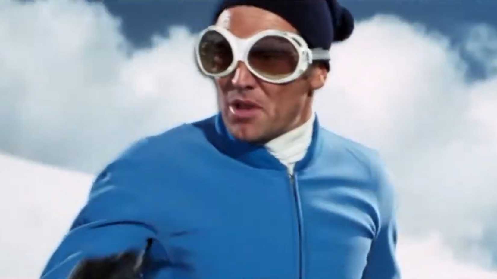 Lazenby as 007 wearing goggles on a ski slope in On Her Majesty's Secret Service