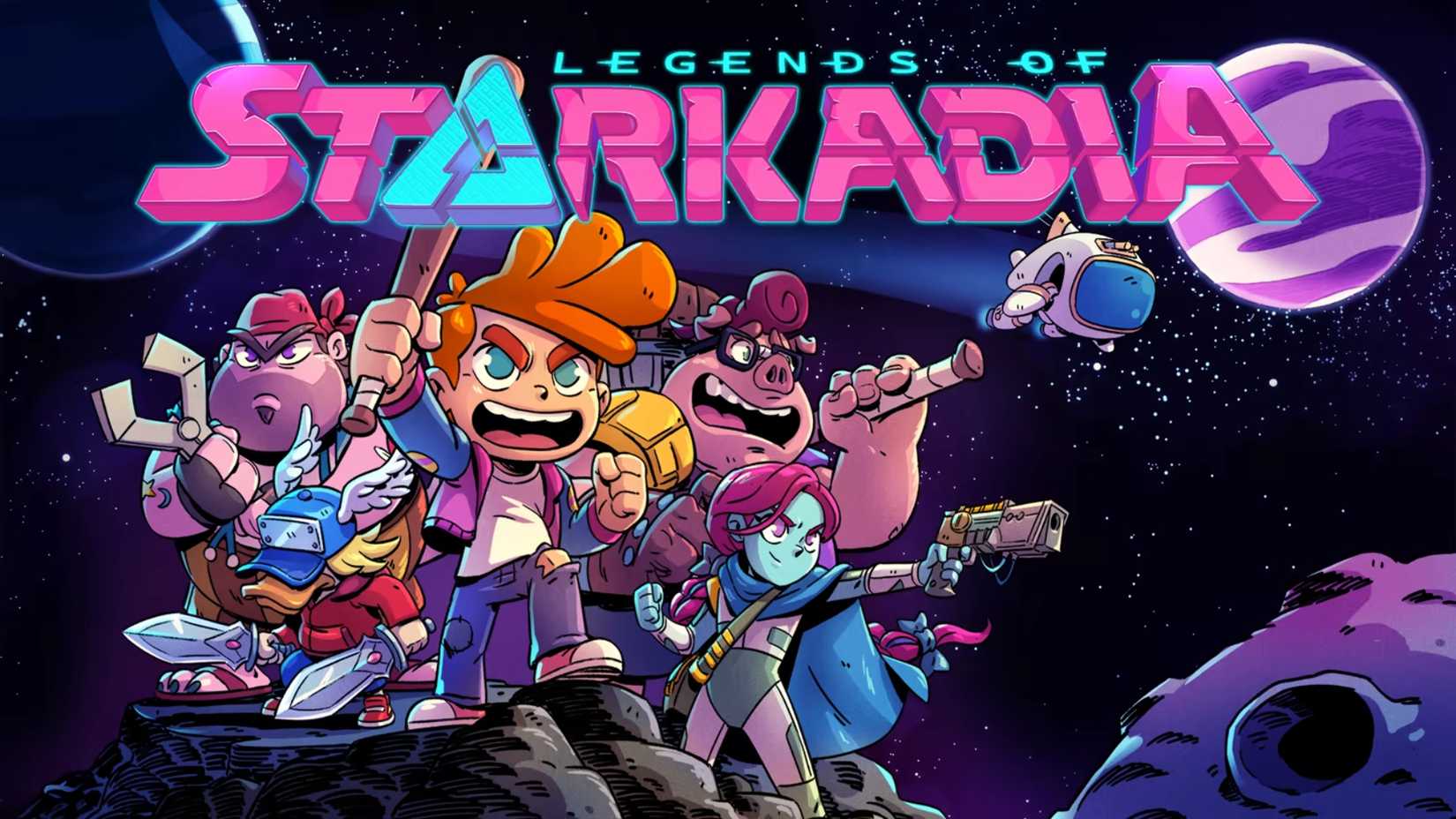 Key Art for Legends of Starkadia highlights some of the characters in space.