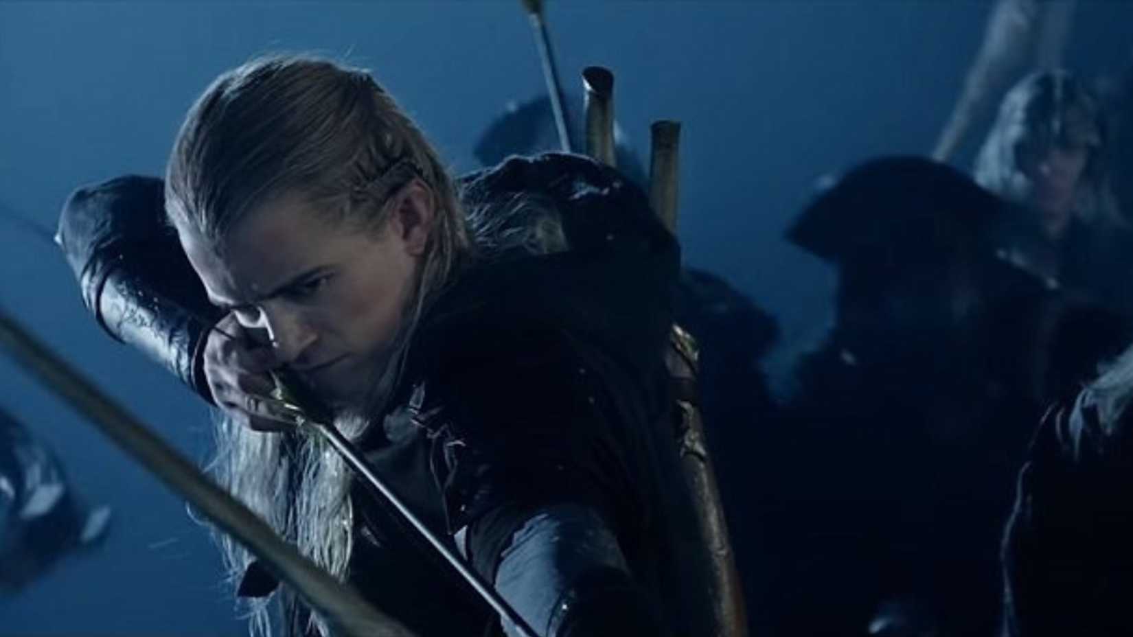 legolas shooting targets below in lord of the rings the two towers