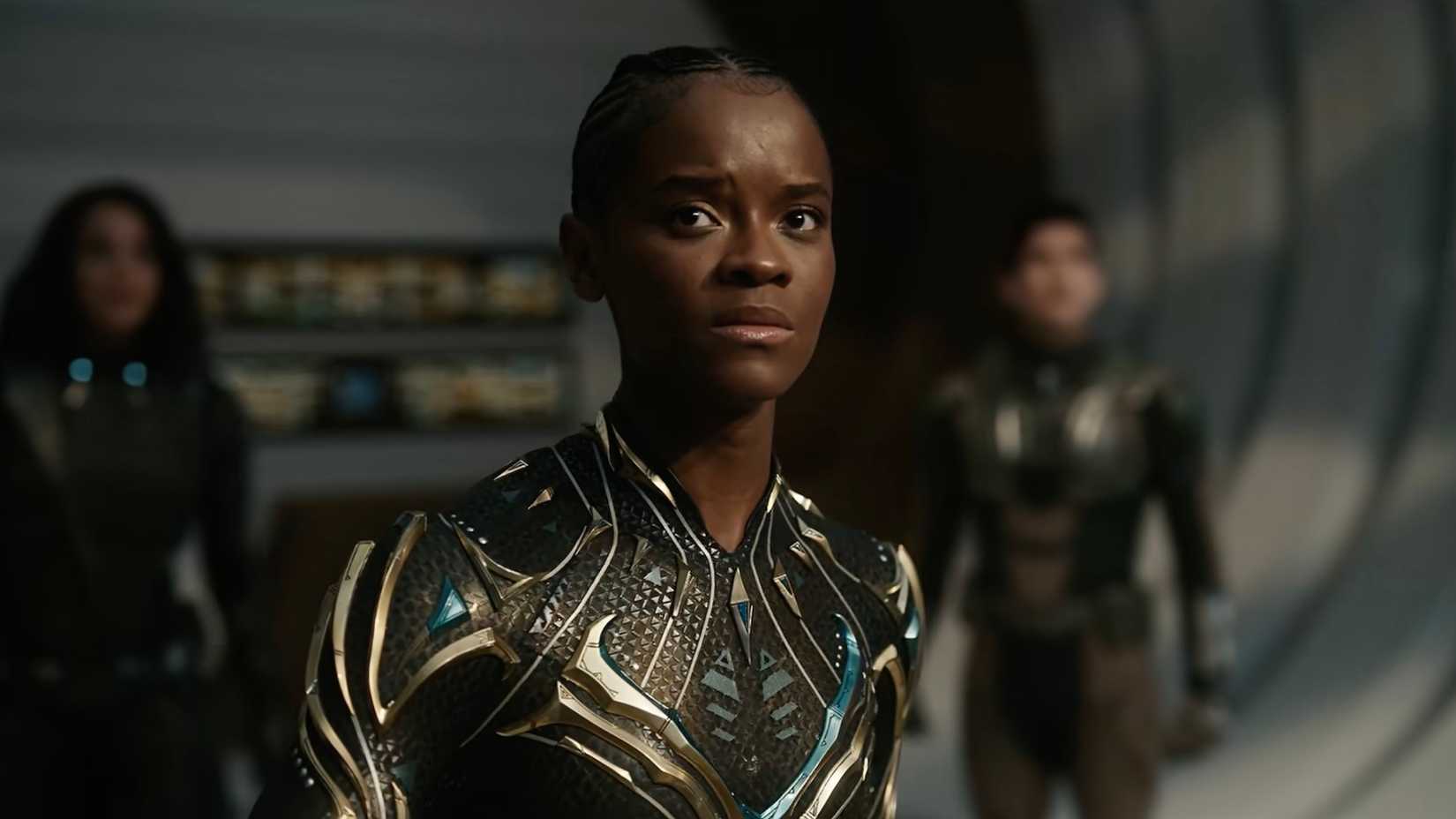 Unmasked Shuri in her Black Panther uniform