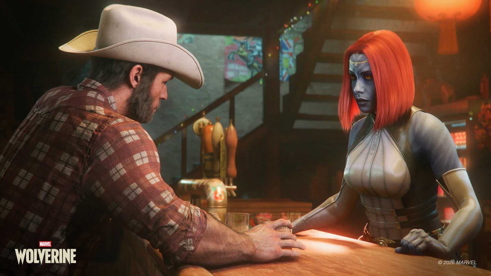 Logan and Mystique talking in Marvel's Wolverine