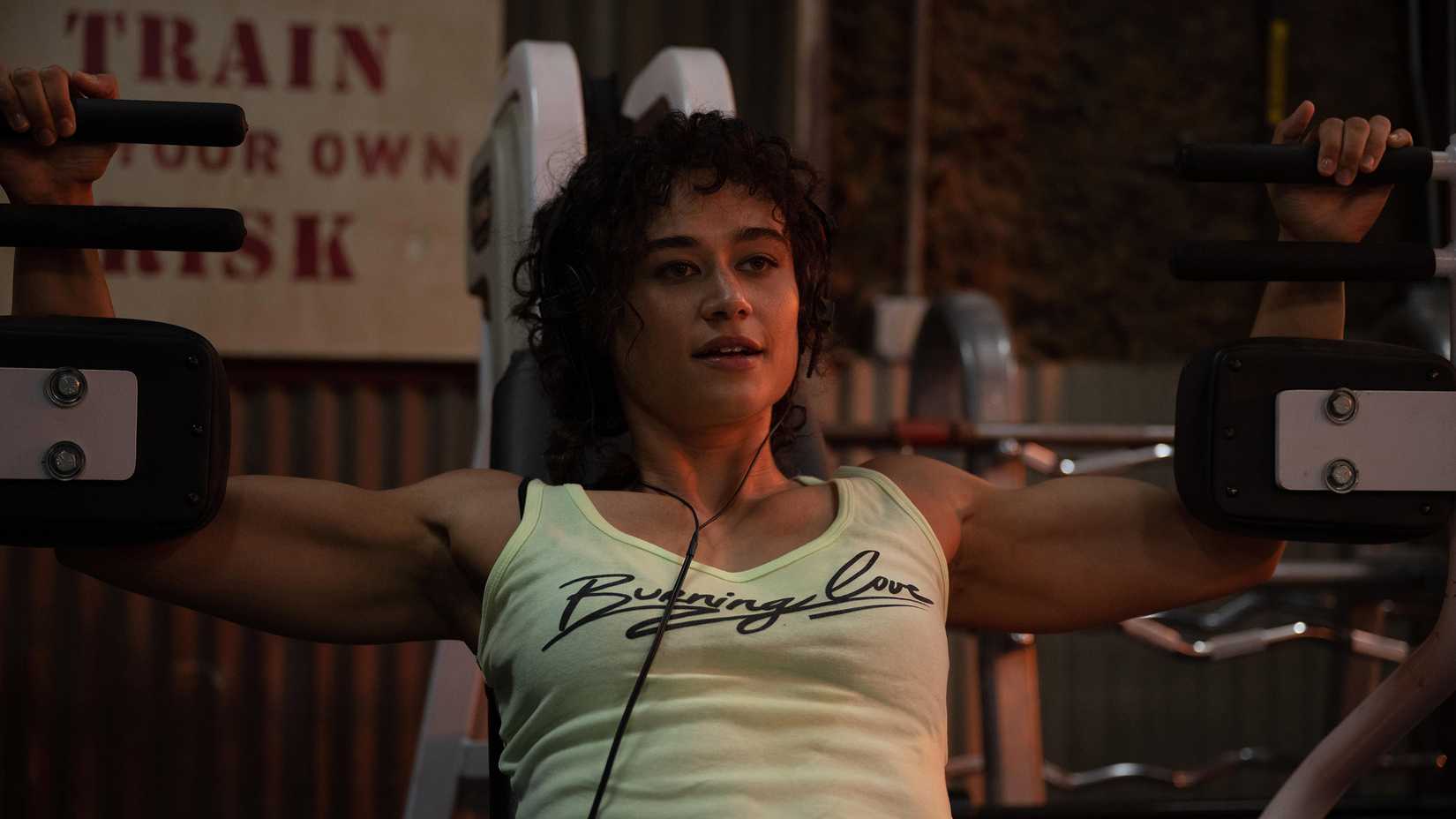 Still of Katy O’Brian as Jackie in Love Lies Bleeding.
